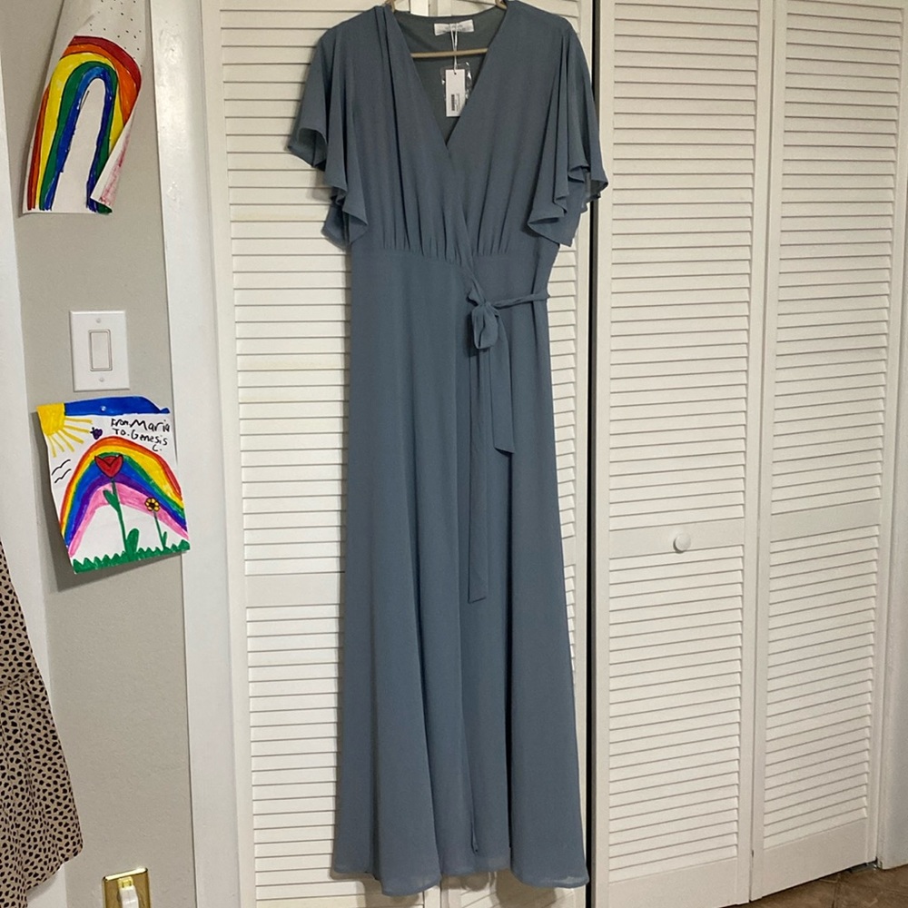 Boutique Dusty Blue Wrap Dress